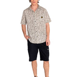 Camisa Manga corta Casual Hombre RELAXED PRINTED POPLIN S/S SHIRT Beige/Crudo CAT
