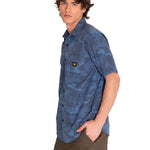 Camisa Manga corta Casual Hombre RELAXED PRINTED POPLIN S/S SHIRT Azul CAT