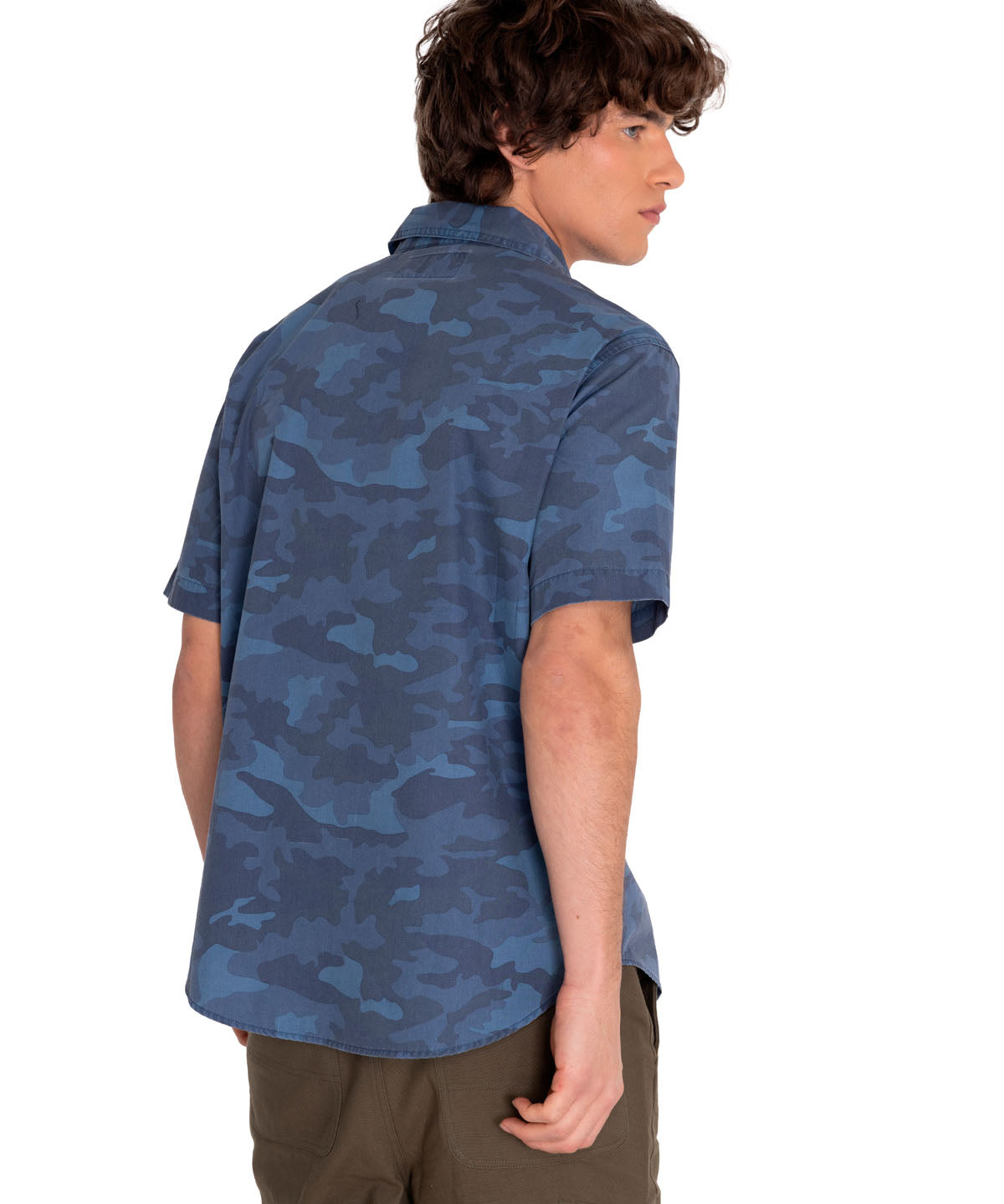 Camisa Manga corta Casual Hombre RELAXED PRINTED POPLIN S/S SHIRT Azul CAT