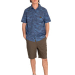 Camisa Manga corta Casual Hombre RELAXED PRINTED POPLIN S/S SHIRT Azul CAT