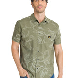 Camisa Manga Corta Hombre Relaxed Poplin Verde CAT