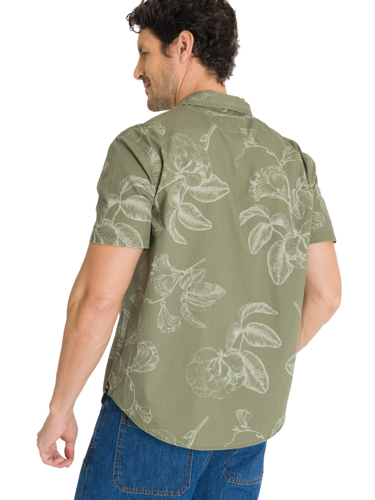 Camisa Manga Corta Hombre Relaxed Poplin Verde CAT