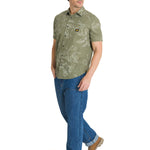Camisa Manga Corta Hombre Relaxed Poplin Verde CAT