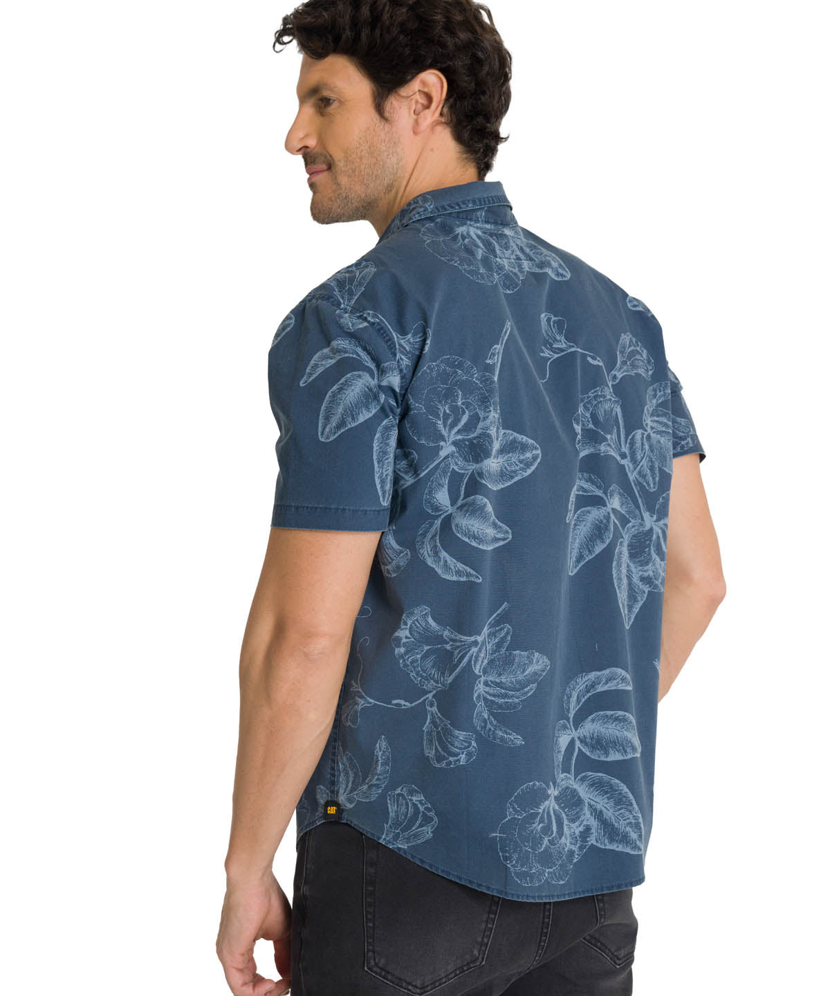 Camisa Manga Corta Hombre Relaxed Poplin Verde CAT