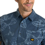 Camisa Manga Corta Hombre Relaxed Poplin Verde CAT