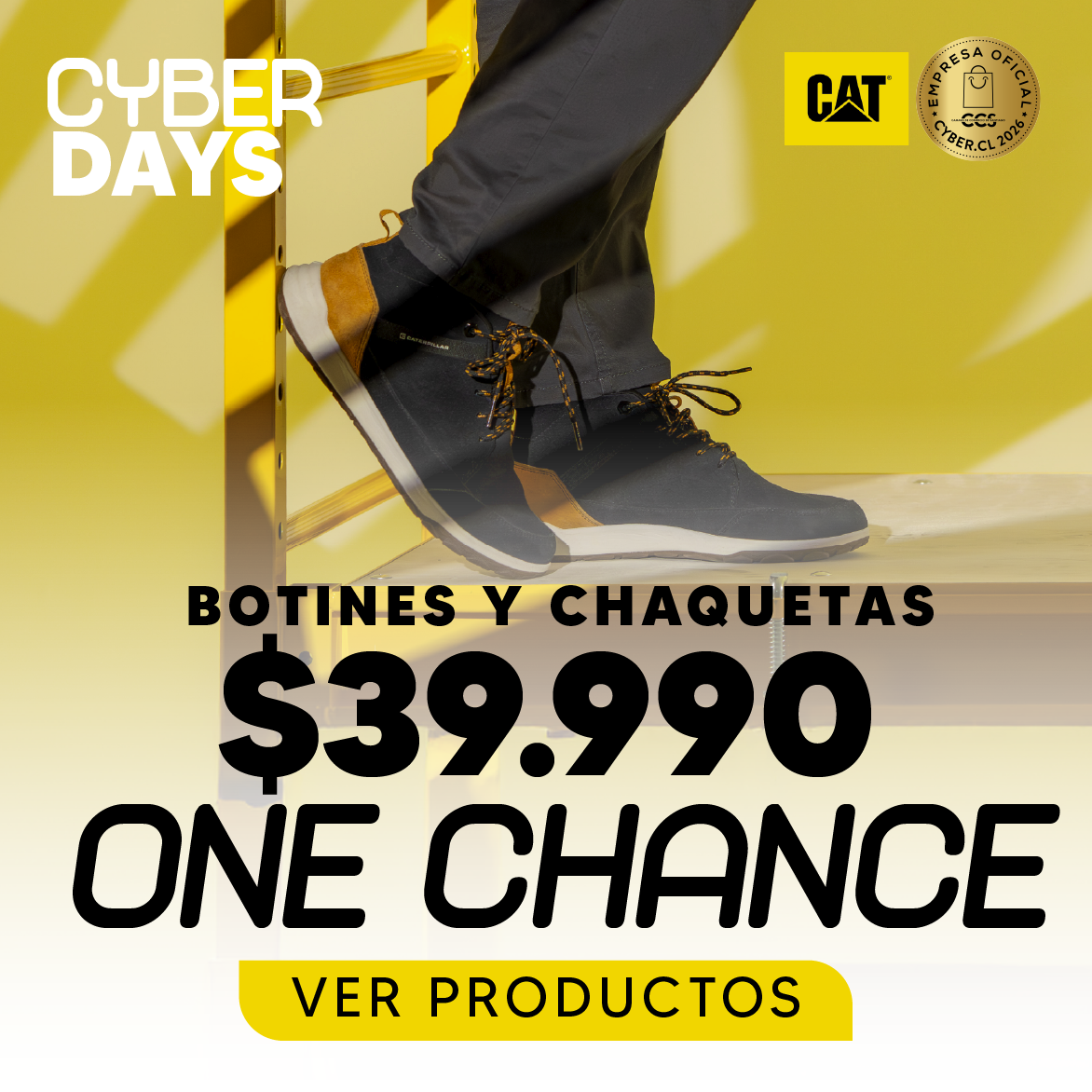 CAT: one chance botines y chaquetas $39.990 