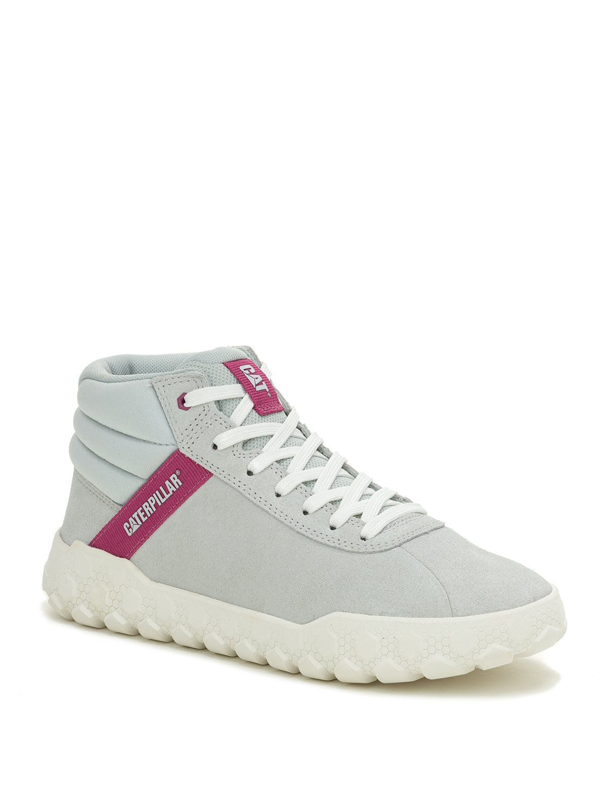 Zapatilla Con Caña Gamuza Mujer Hex + Mid Gris Claro Cat