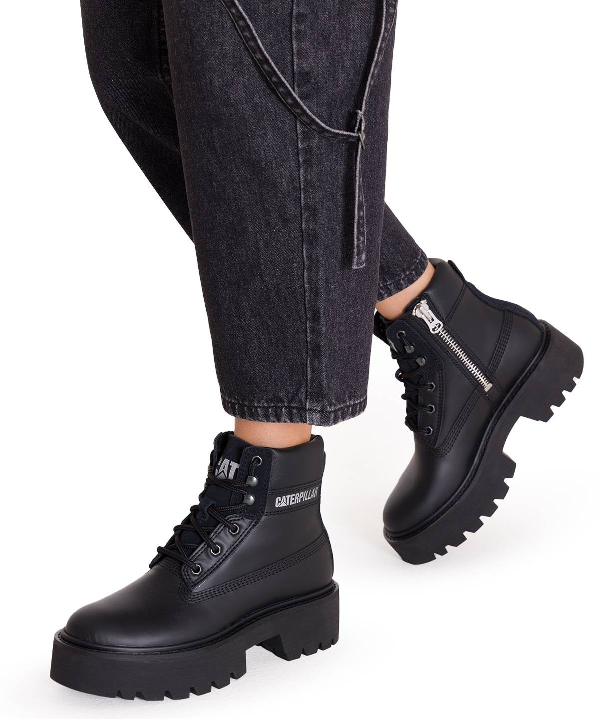 Botín Cuero Colorado Max 6 Zip Mujer Negro Cat