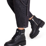 Botín Cuero Colorado Max 6 Zip Mujer Negro Cat