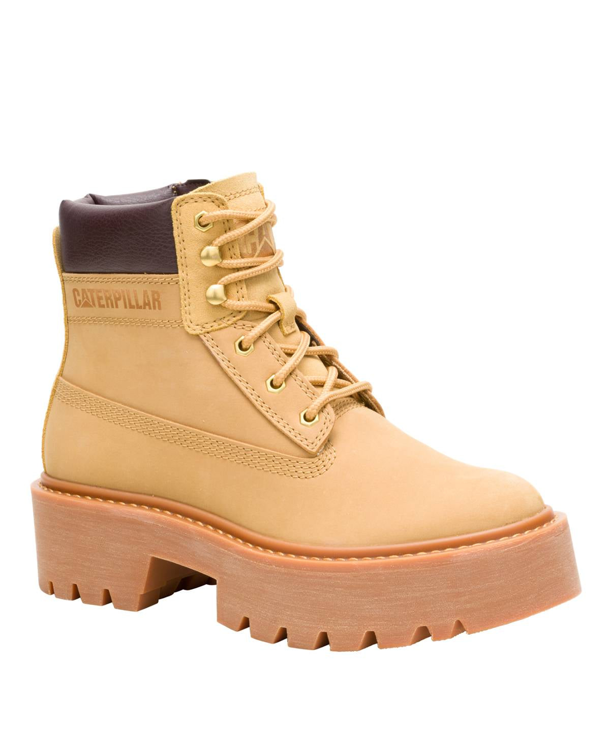 Botín Cuero Colorado Max 6 Zip Mujer Café Claro Cat