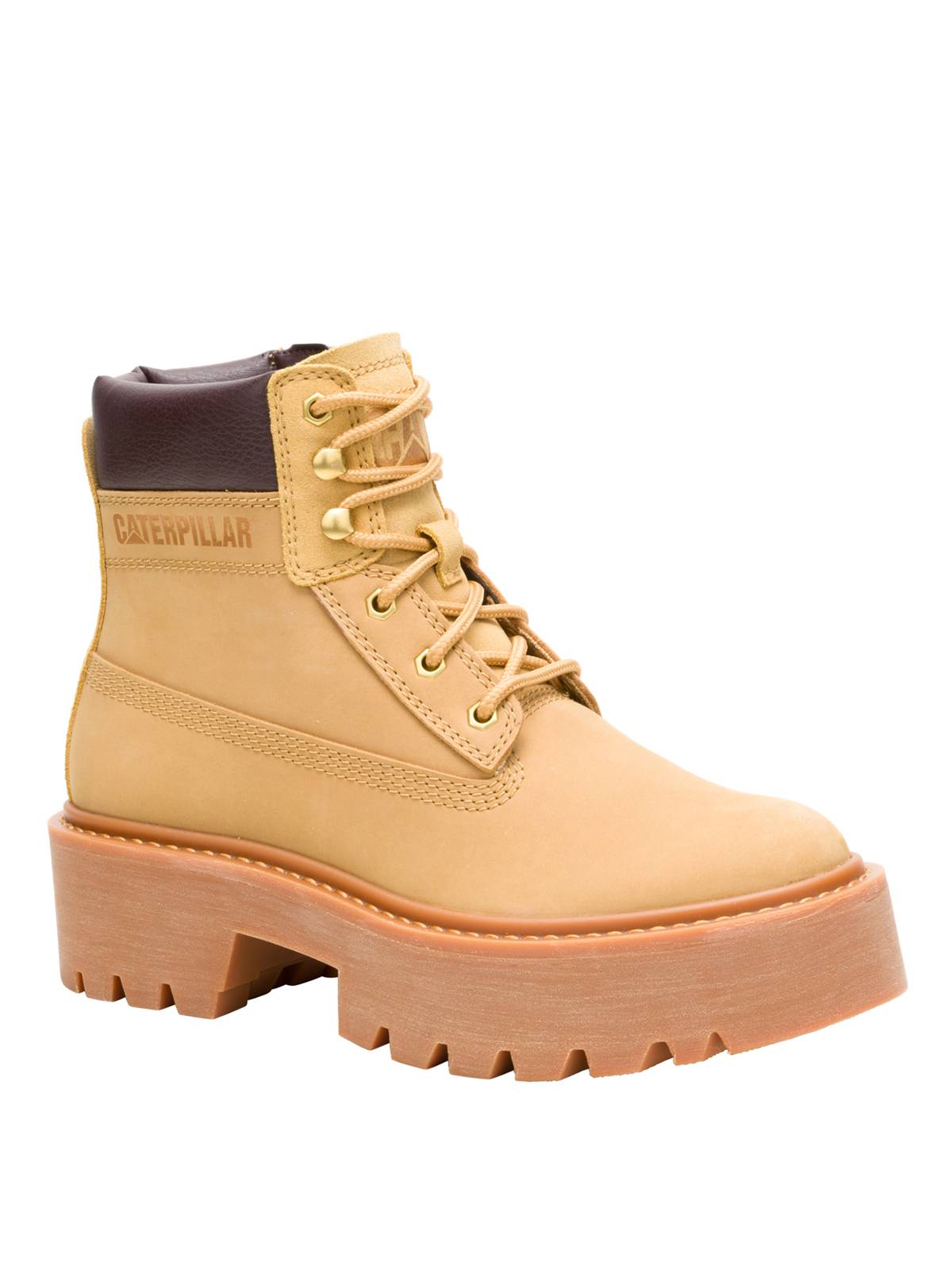 Botín Cuero Colorado Max 6 Zip Mujer Café Claro Cat