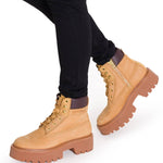 Botín Cuero Colorado Max 6 Zip Mujer Café Claro Cat