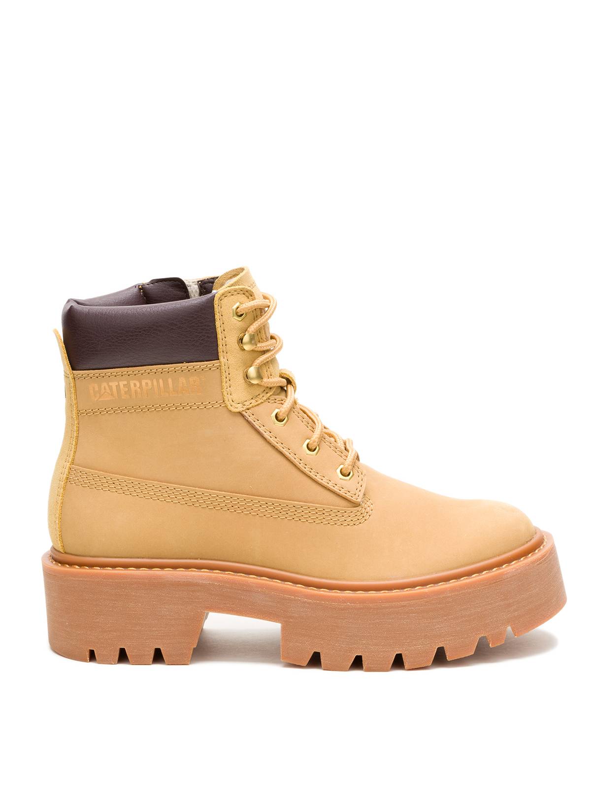 Botín Cuero Colorado Max 6 Zip Mujer Café Claro Cat