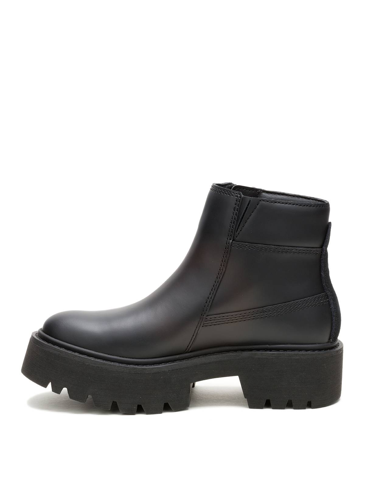 Botín Cuero Colorado Max Chelsea Mujer Negro Cat