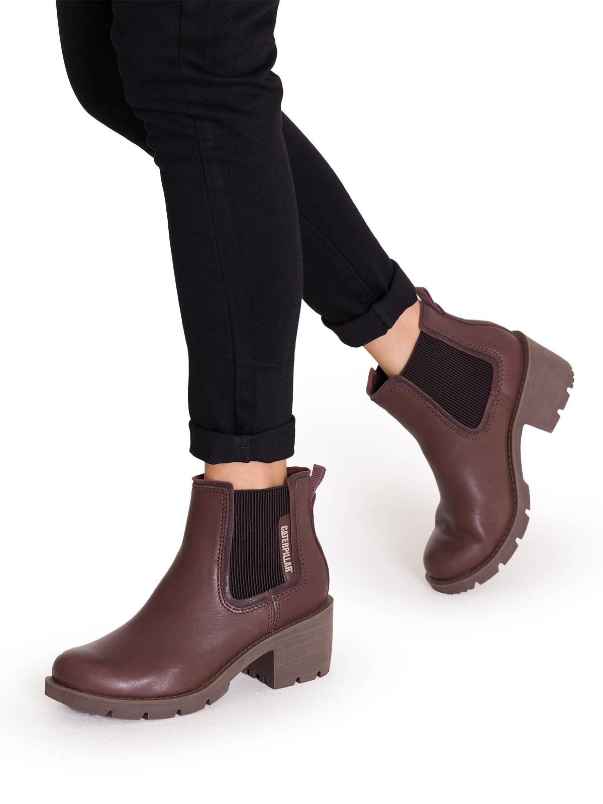 Botín Cuero Mujer Rewrite Chelsea Café Oscuro Cat