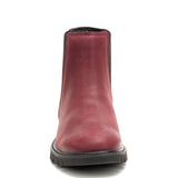 Botín Cuero Mujer Colorado Chelsea Burdeo Cat