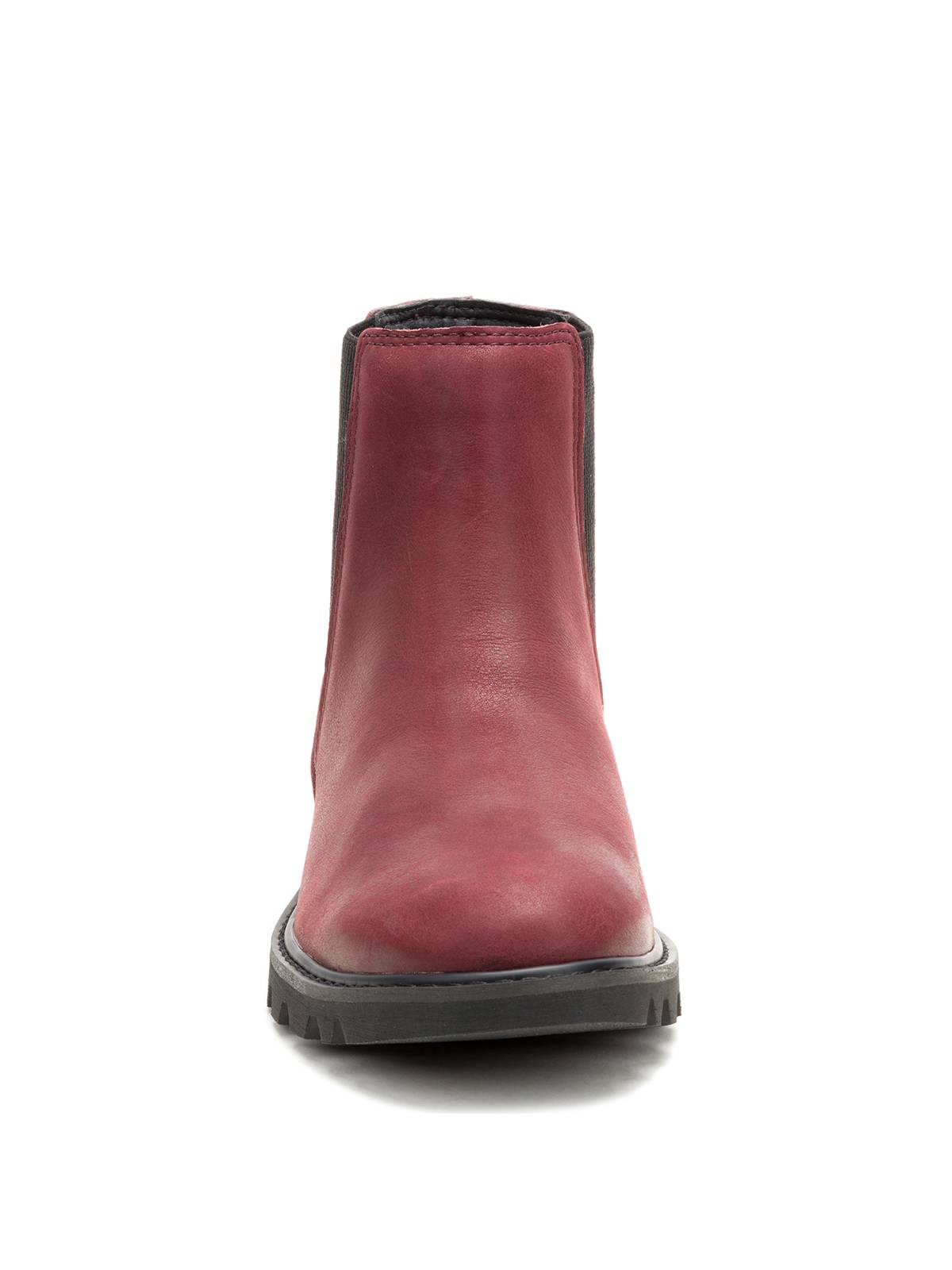 Botín Cuero Mujer Colorado Chelsea Burdeo Cat