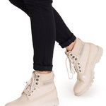 Botín Cuero Colorado Mujer Beige Cat