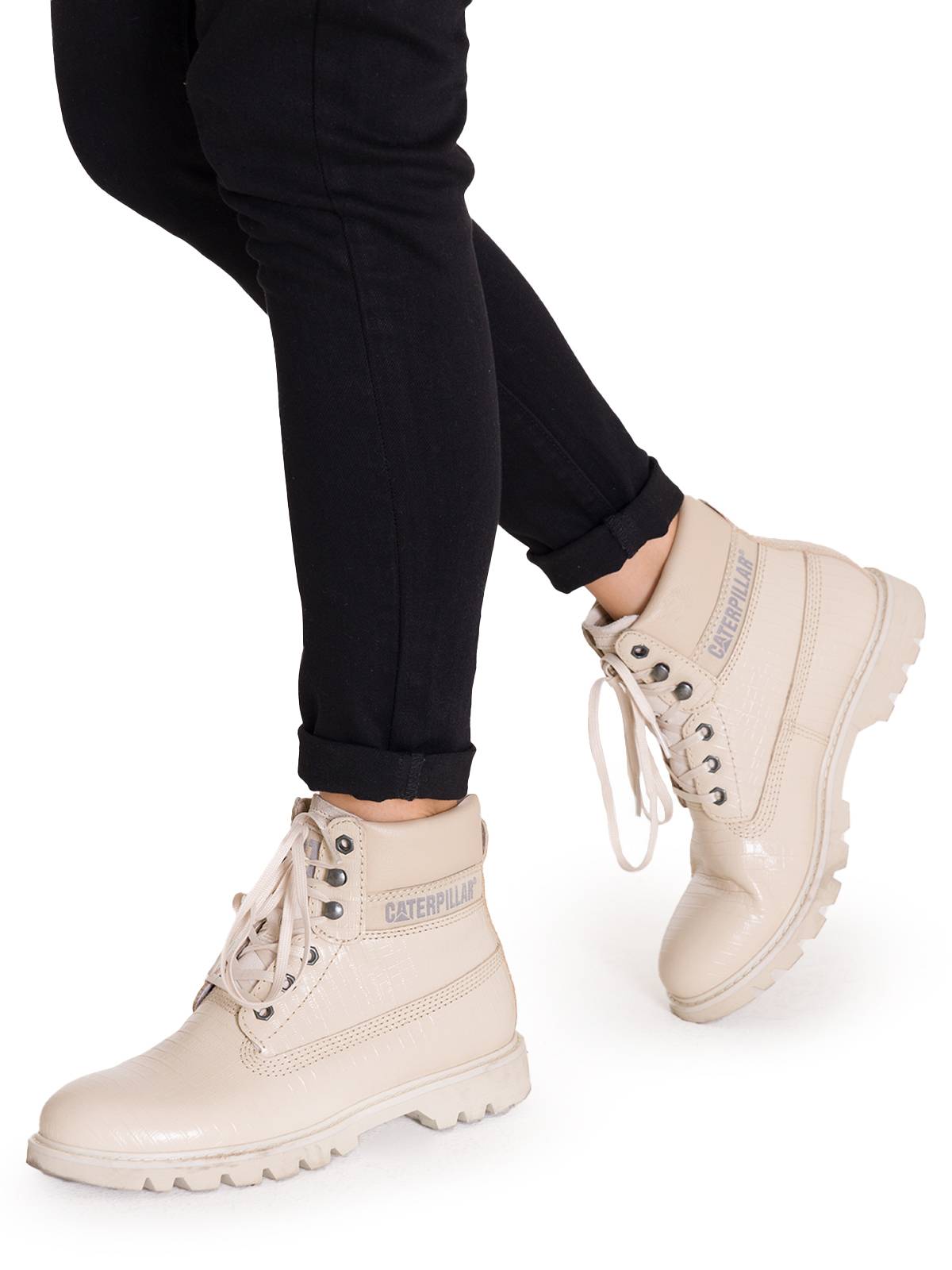 Botín Cuero Colorado Mujer Beige Cat