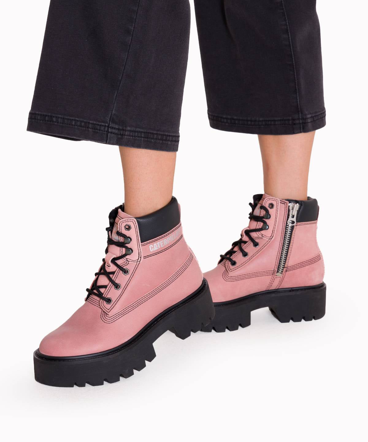 Botín Cuero Colorado Max 6 Zip Mujer Palo Rosa Cat