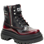 Botín Casual Cuero Mujer Bolder Zip Burdeo Cat