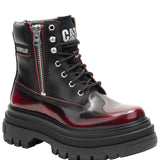 Botín Casual Cuero Mujer Bolder Zip Burdeo Cat