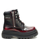 Botín Casual Cuero Mujer Bolder Zip Burdeo Cat