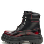 Botín Casual Cuero Mujer Bolder Zip Burdeo Cat