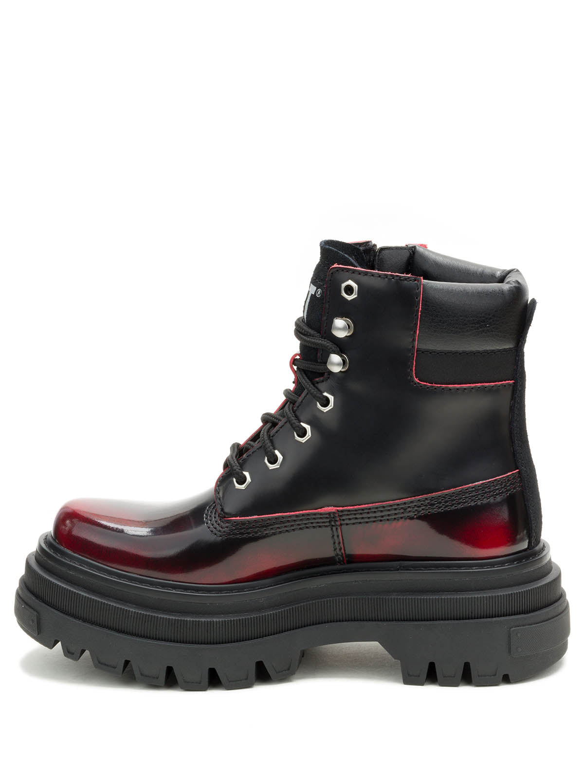 Botín Casual Cuero Mujer Bolder Zip Burdeo Cat