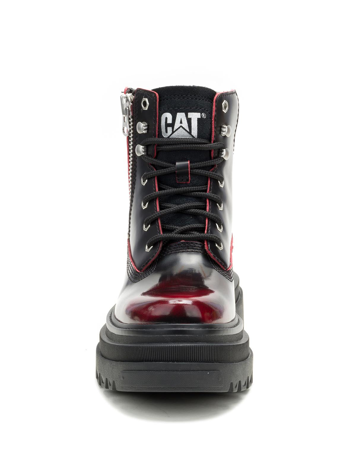 Botín Casual Cuero Mujer Bolder Zip Burdeo Cat