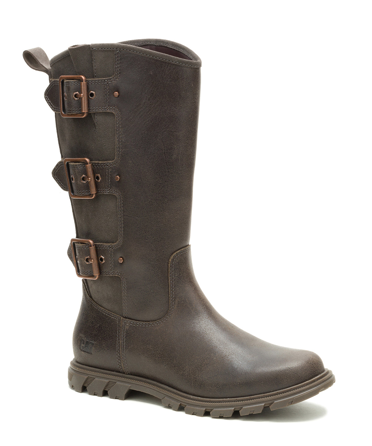Bota de Cuero Notion Buckle Café Oscuro Cat