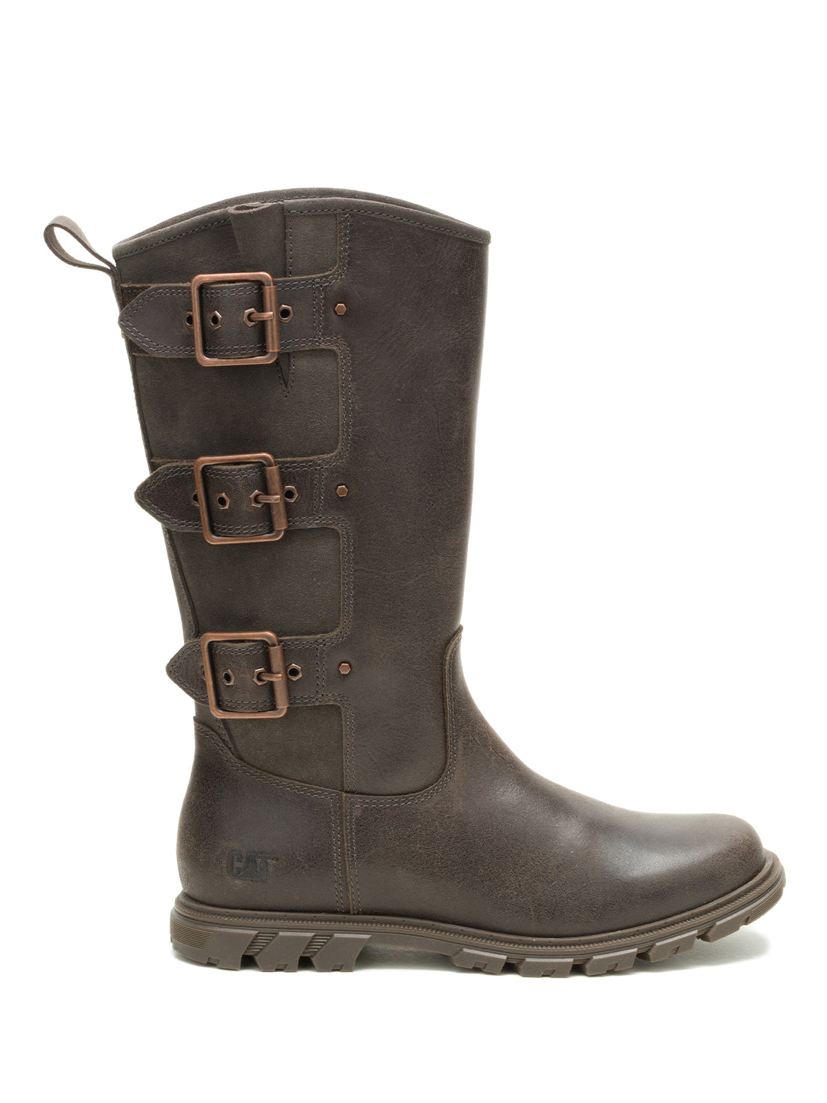 Bota de Cuero Notion Buckle Café Oscuro Cat