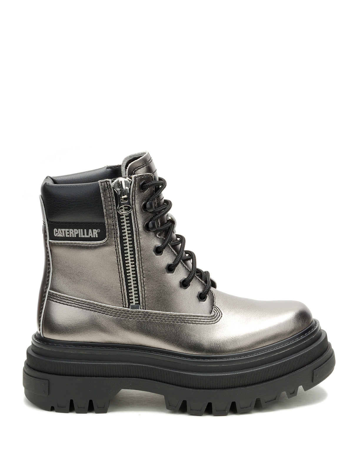 Botín Mujer Bolder Zip Plateado Cat