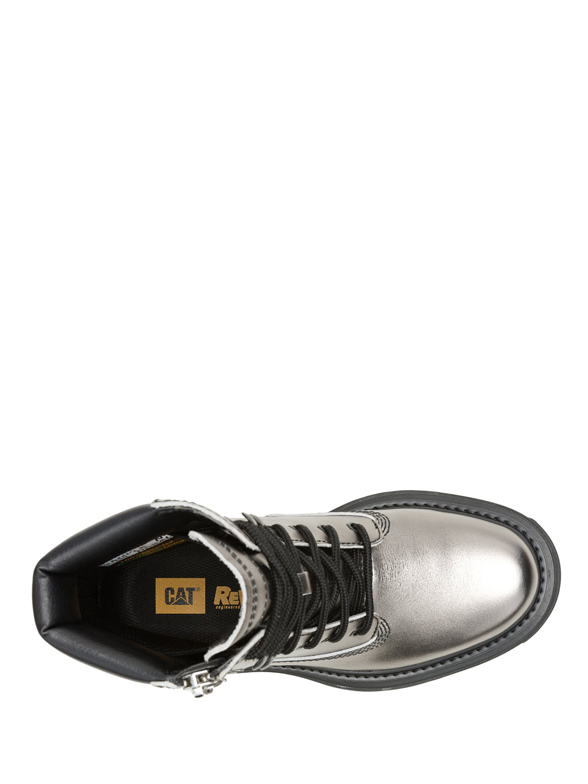 Botín Mujer Bolder Zip Plateado Cat