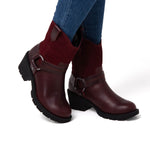 Botín Cuero Rewrite Harness Burdeo Cat