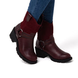 Botín Cuero Rewrite Harness Burdeo Cat