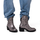 Botín Cuero Rewrite Frontier Plateado Cat