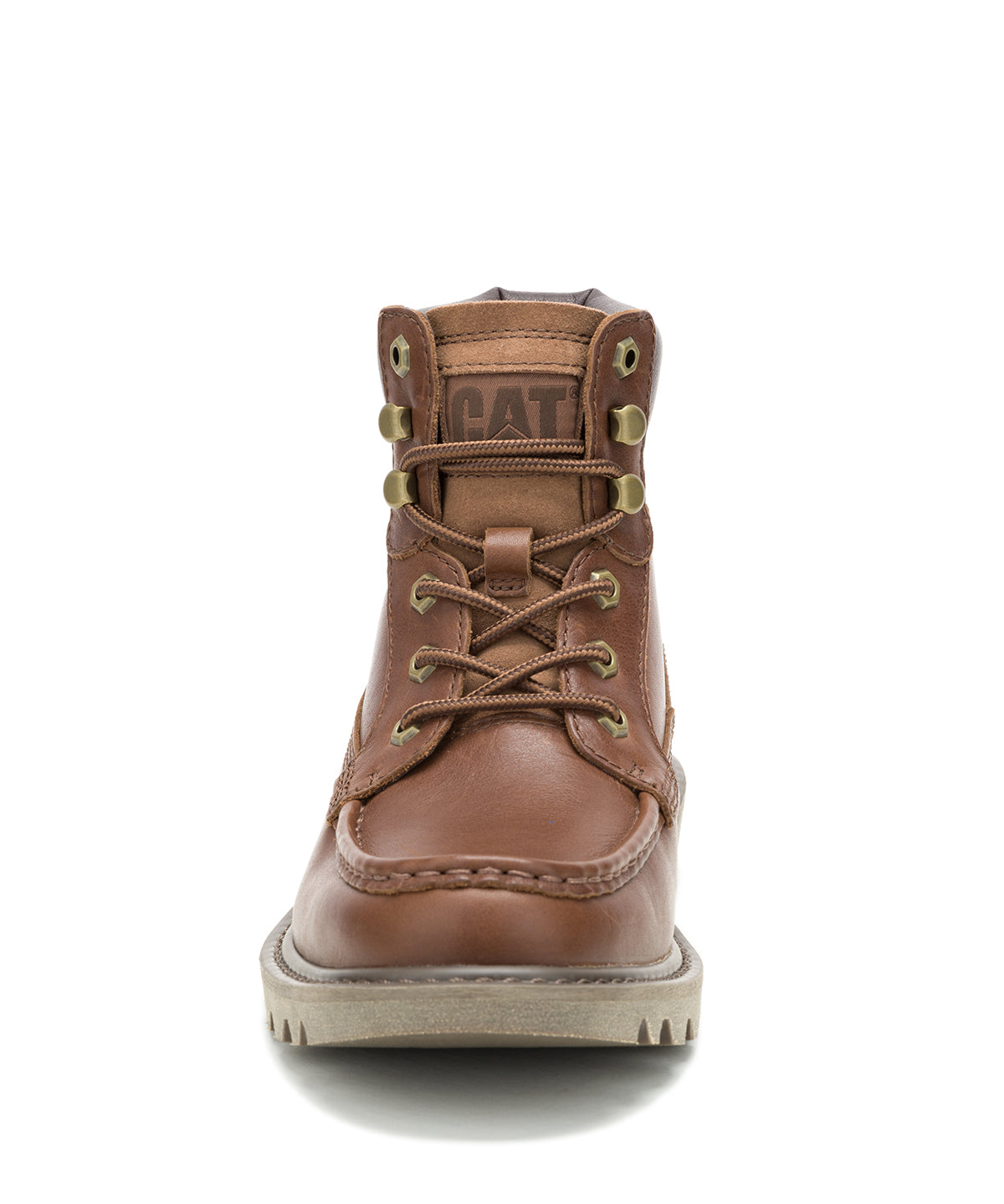 Botín Cuero Hombre Colorado Moc Toe Café Cat