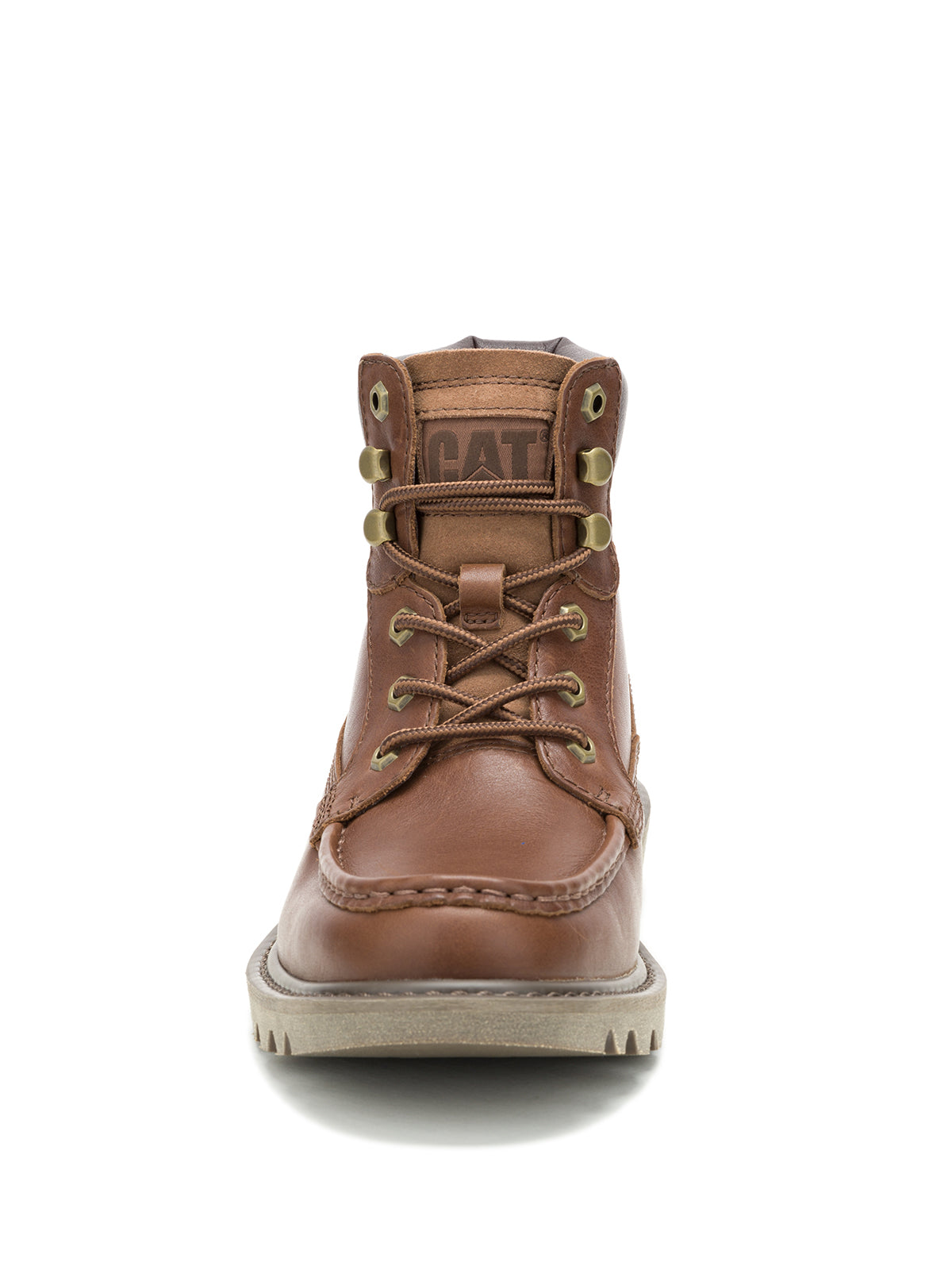 Botín Cuero Hombre Colorado Moc Toe Café Cat