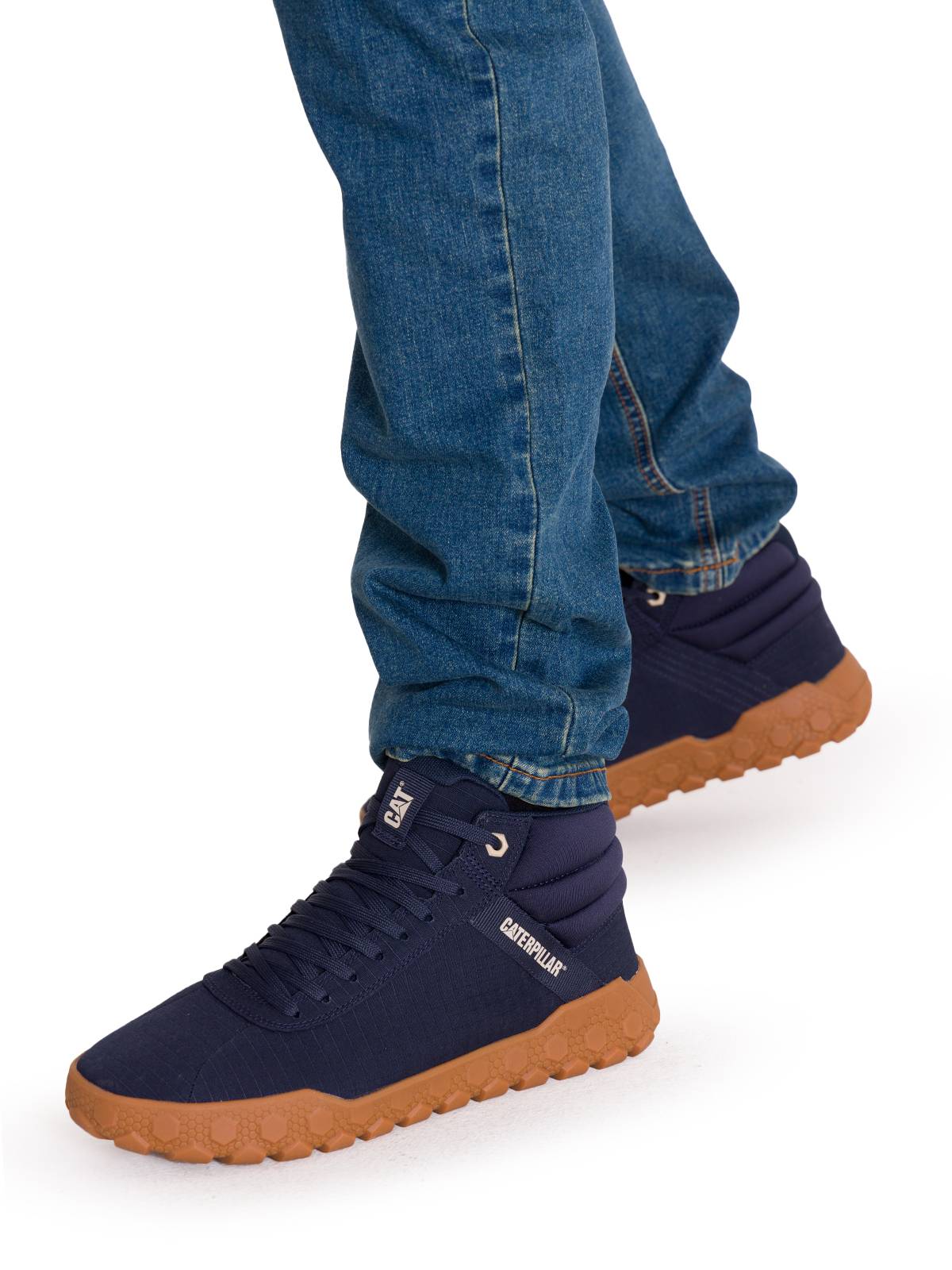 Zapatilla Con Caña Canvas Hombre Hex + Mid Azul Oscuro Cat